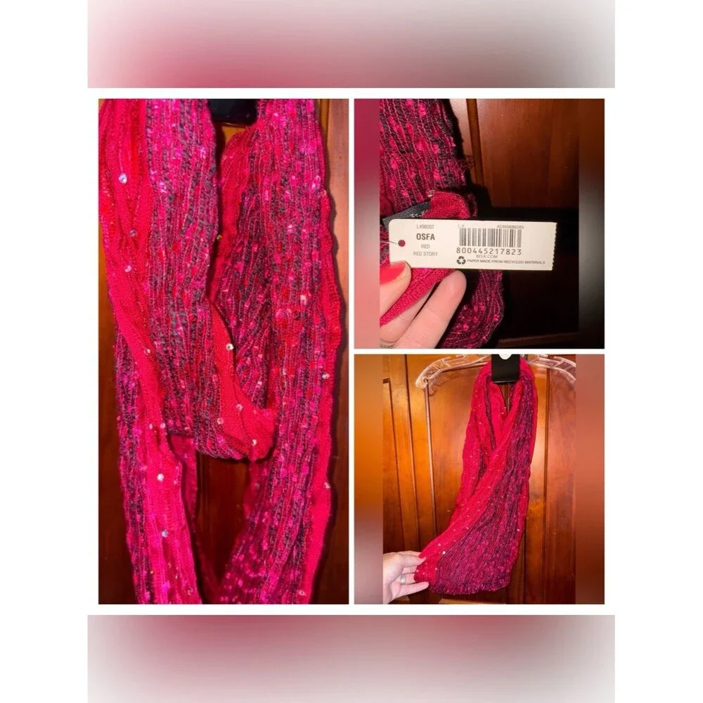 Elegant Red Sequin Scarf #1269
